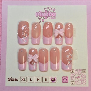 Pastel hime gyaru ,coquette core leopard press-on nails