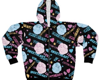 SweetHeartYun all over~yami kawaii~y2k~fairy kei~pastel goth~harajuku fashion~pastel hoodie~kawaii~unisex zip hoodie