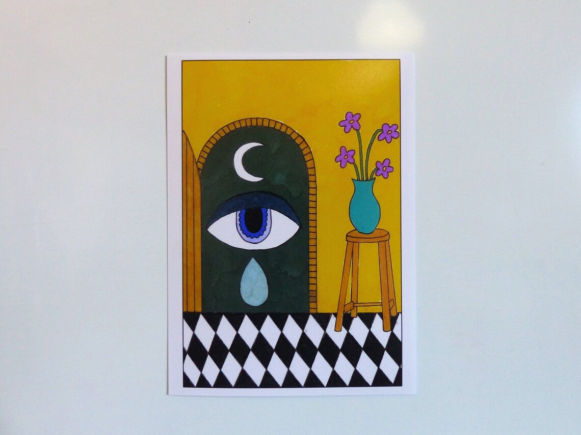 Handdrawn Print Eye Door Etsy