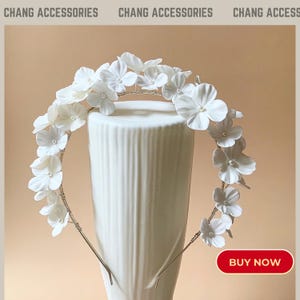 Wedding Floral Tiara, Polymer Clay Bridal Crown Blossom Flower Bridal Headpiece, Bridal Headpiece Porcelain Flower