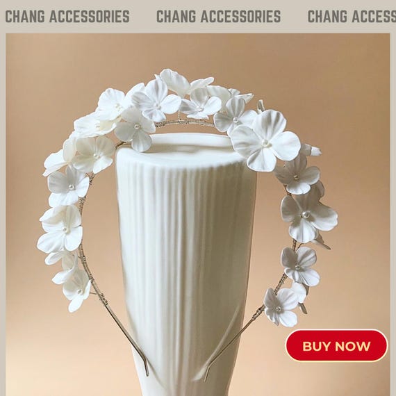 Wedding Floral Tiara, Polymer Clay Bridal Crown Blossom  display picture 2
