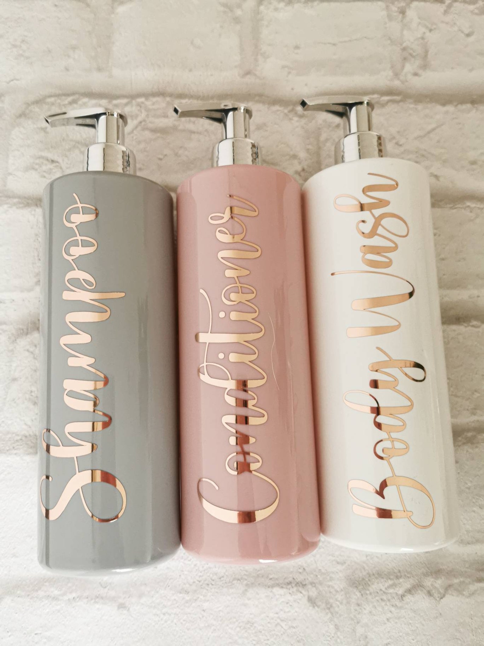 Shampoo Conditioner Body Wash Pump Bottles 500ml Grey Pink Etsy