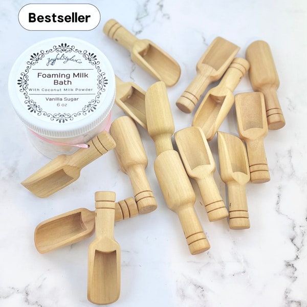 Cuchara de madera para sales de baño, cuchara pequeña de Kraft para regalos, cuchara de madera decorativa, suministros de baño, cucharas de madera a granel para favores