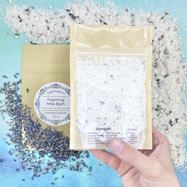 Milk Bath Party Favor Coconut Milk Powder Bath Pouch Milk Bath Soak Goody Bag Gift for Her Dead Sea Salt Gift Oatmeal Natural Bath Gift Girl