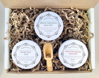 Sea Salt Bath Gift Set Bath Salt Gift Box Essential Oil Bath Salt Set Spa Salt Set Sea Salt Soak Spa Gift for Her Natural Bath Gift for Mom