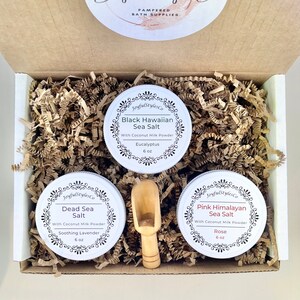 Sea Salt Bath Gift Set Bath Salt Gift Box Essential Oil Bath Salt Set Spa Salt Set Sea Salt Soak Spa Gift for Her Natural Bath Gift for Mom
