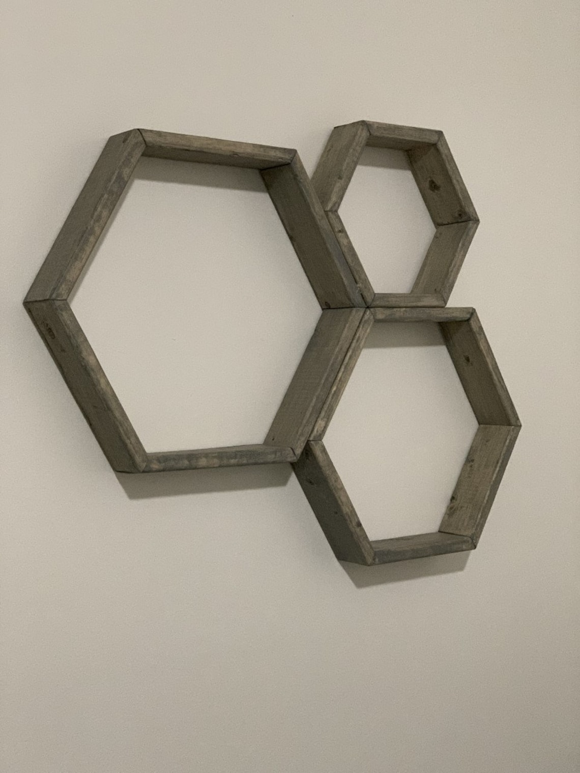 Hexagon Shelves Set of 3 Wood Hexagonal Shelves Etsy
