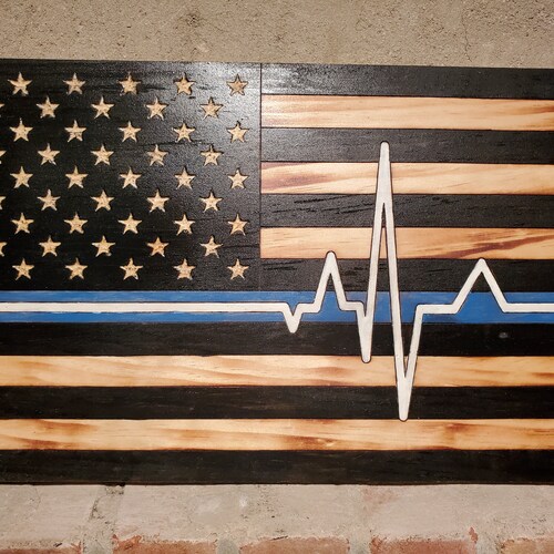 36x20 Thin White Line EMS Flag - Etsy