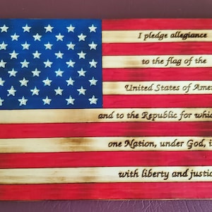 Pledge of Allegiance / US Flag Wood Plaque