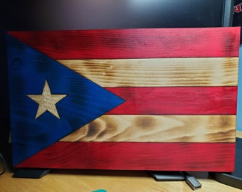 Puerto Rico Flag Wood Plaque
