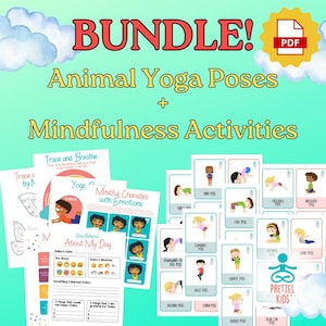 Bundle! Animal Yoga Poses & Mindfulness Activities for Kids! Printable Cards for Kids Yoga, Activities for Children