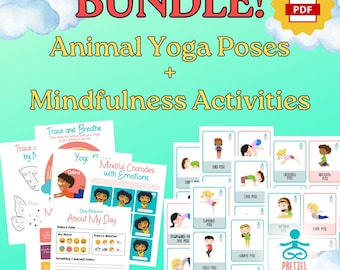 Bundle! Animal Yoga Poses & Mindfulness Activities for Kids! Printable Cards for Kids Yoga, Activities for Children