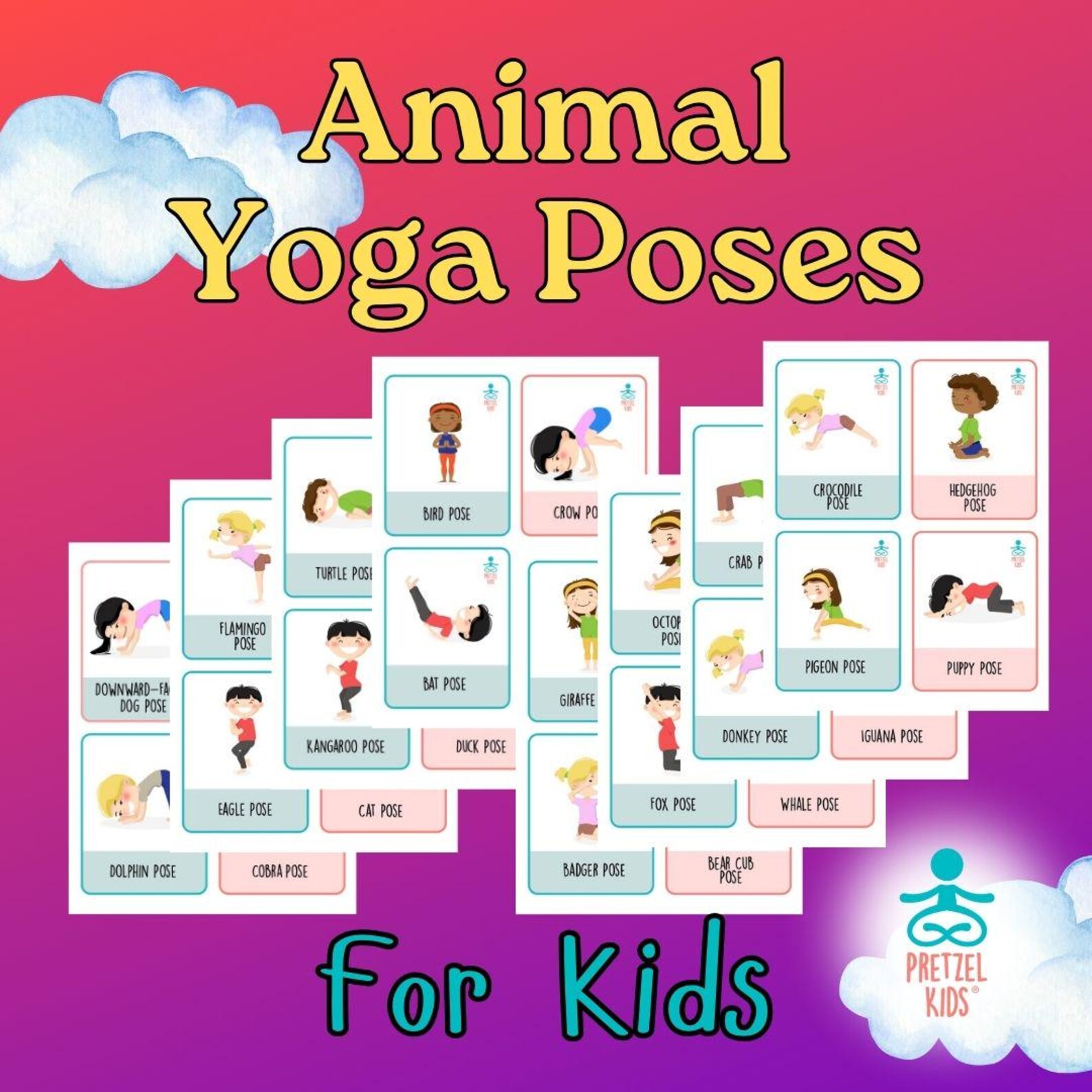 Animal Yoga Poses for Kids, Printable Cards for Kids Yoga, Activities ...