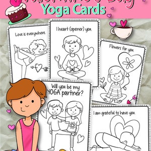 Cartões de Yoga de Dia dos Namorados para Crianças! Poses para Jogos e Atividades. DOWNLOAD INSTANTÂNEO