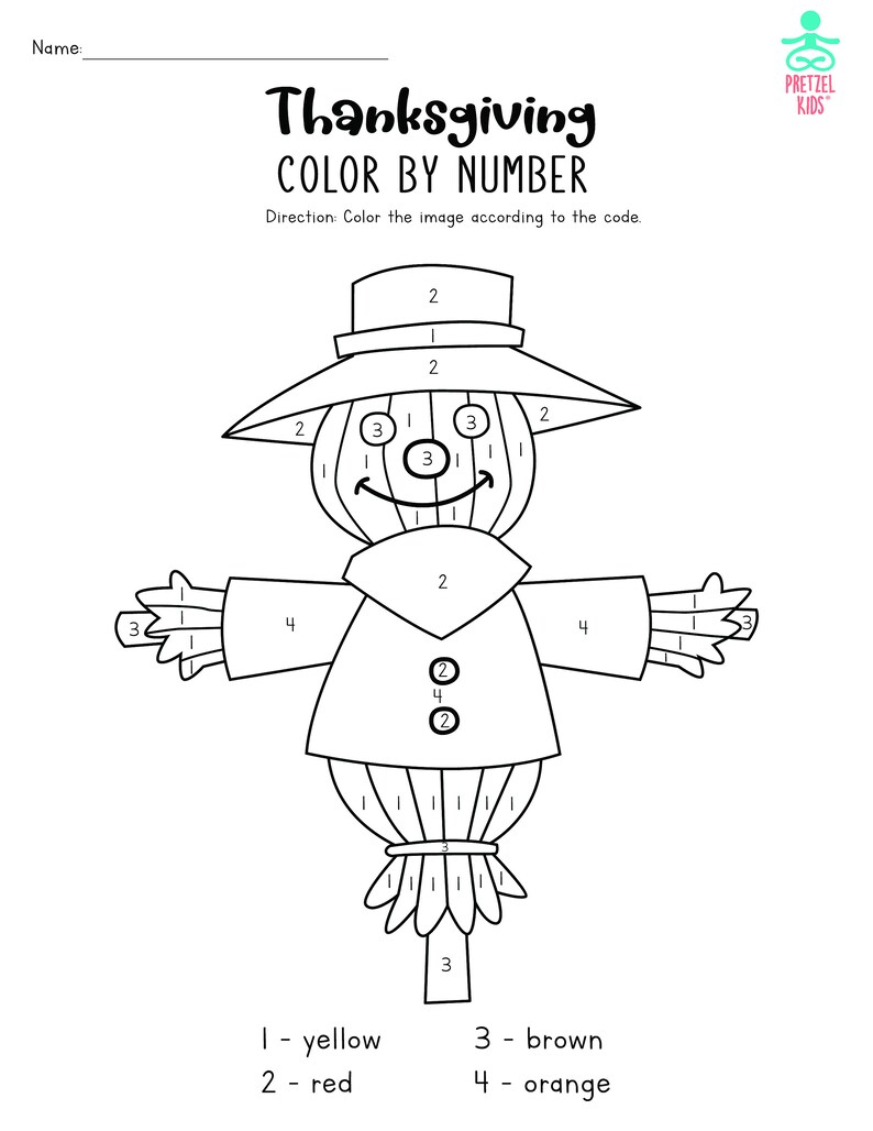 Thanksgiving Color by Number Printable Kit Etsy