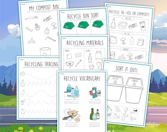 Recycling Activities & Educational Worksheets, Printable Activities for Children, Homeschool Resources