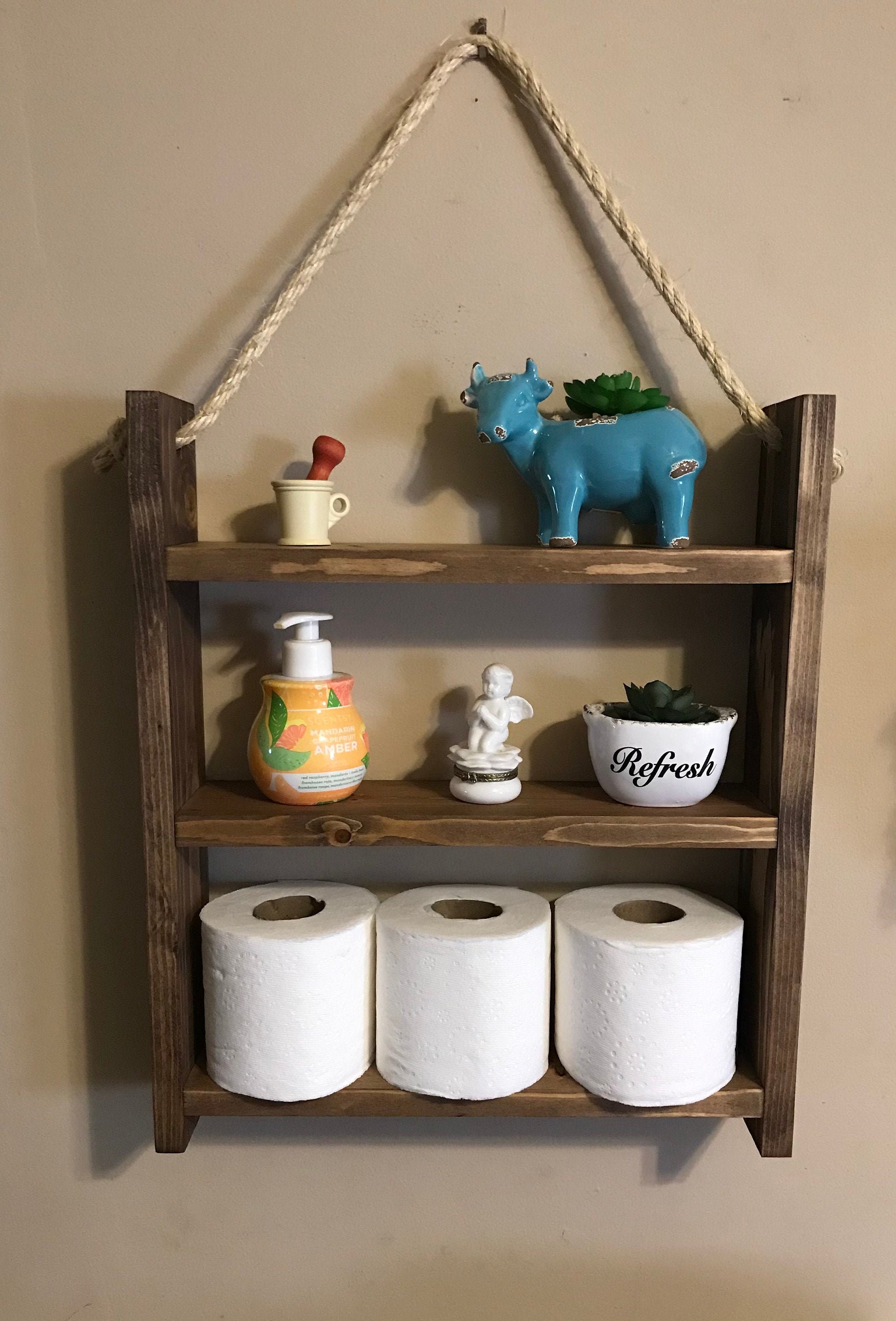 Hanging Rope Shelf Ladder Shelf Rustic Shelf Rope Shelf Etsy