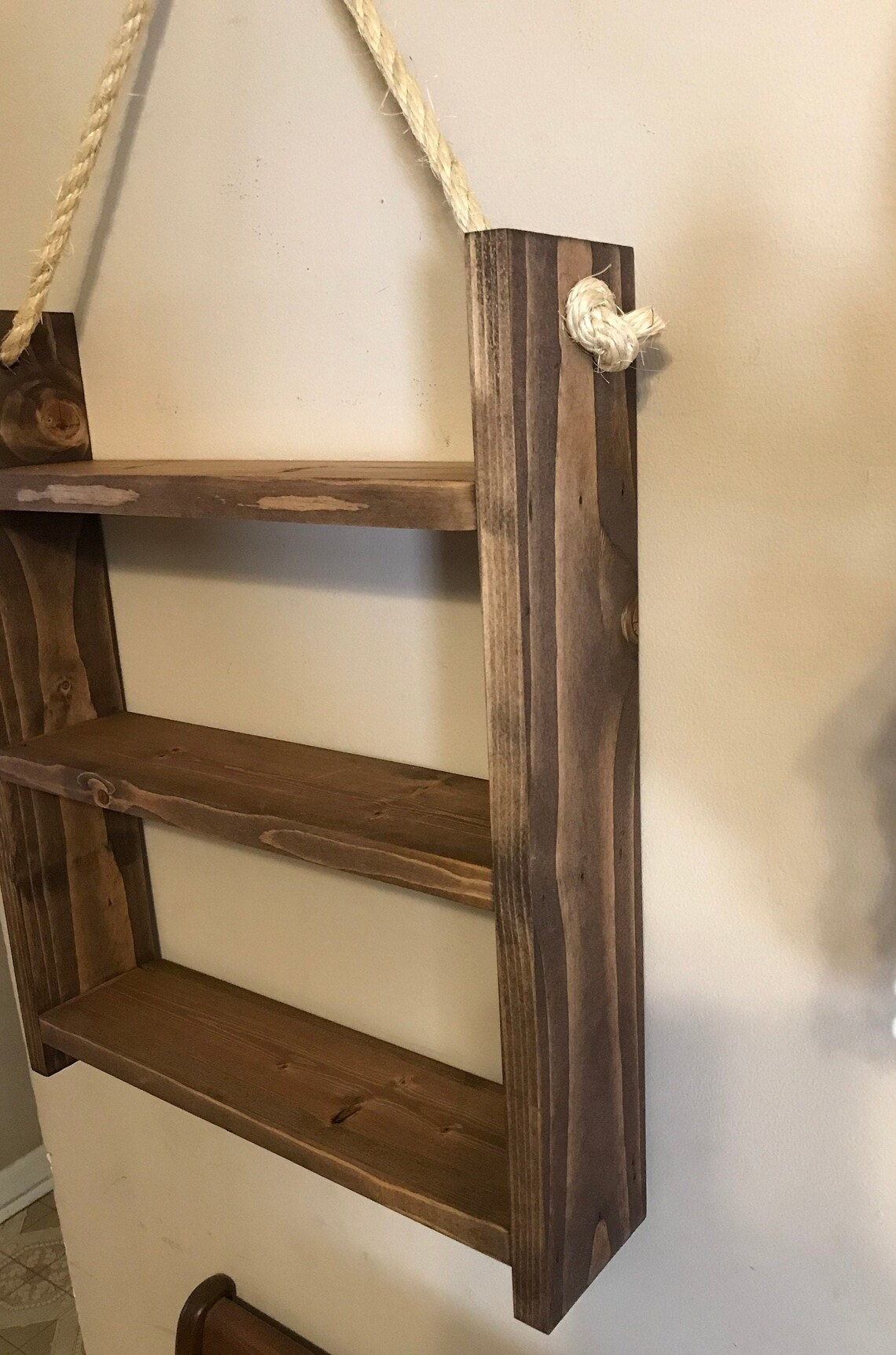 Hanging Rope Shelf Ladder Shelf Rustic Shelf Rope Shelf Etsy