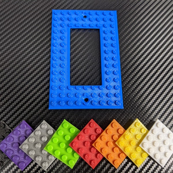 Building Block Deco / Rocker Style Light Switch Cover Plate (Single / Double) - Several Color Options!