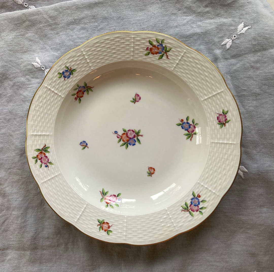 ULTRA RARE Herend Porcelain Soup Bowl With Rim HER34 eton Variant