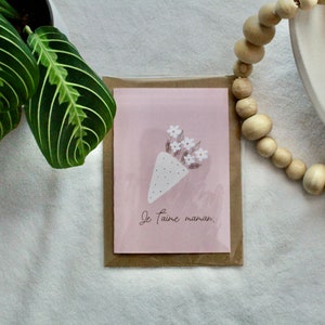Carte pour fête des mères - je t'aime maman - meilleure maman - carte de souhait - carte minimaliste