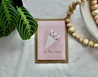 Carte pour fête des mères - je t'aime maman - meilleure maman - carte de souhait - carte minimaliste