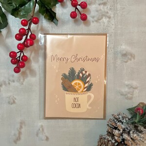 Carte de noël / carte vierge / carte de souhait / cadeau de noël / remerciements / chocolat chaud / carte de vœux