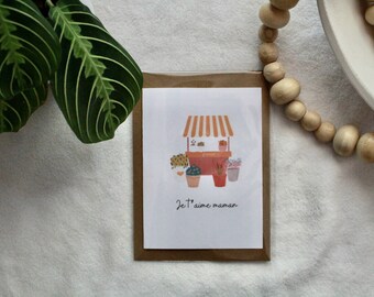 Carte pour fête des mères - je t'aime maman - meilleure maman - carte de souhait - carte minimaliste