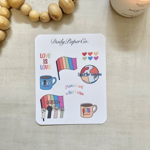 LGBTQ+ sticker sheet - LGBTQ+ feuille d'autocollant - autocollant coloré - décoration - autocollant d'agenda - autocollant en vinyle-support