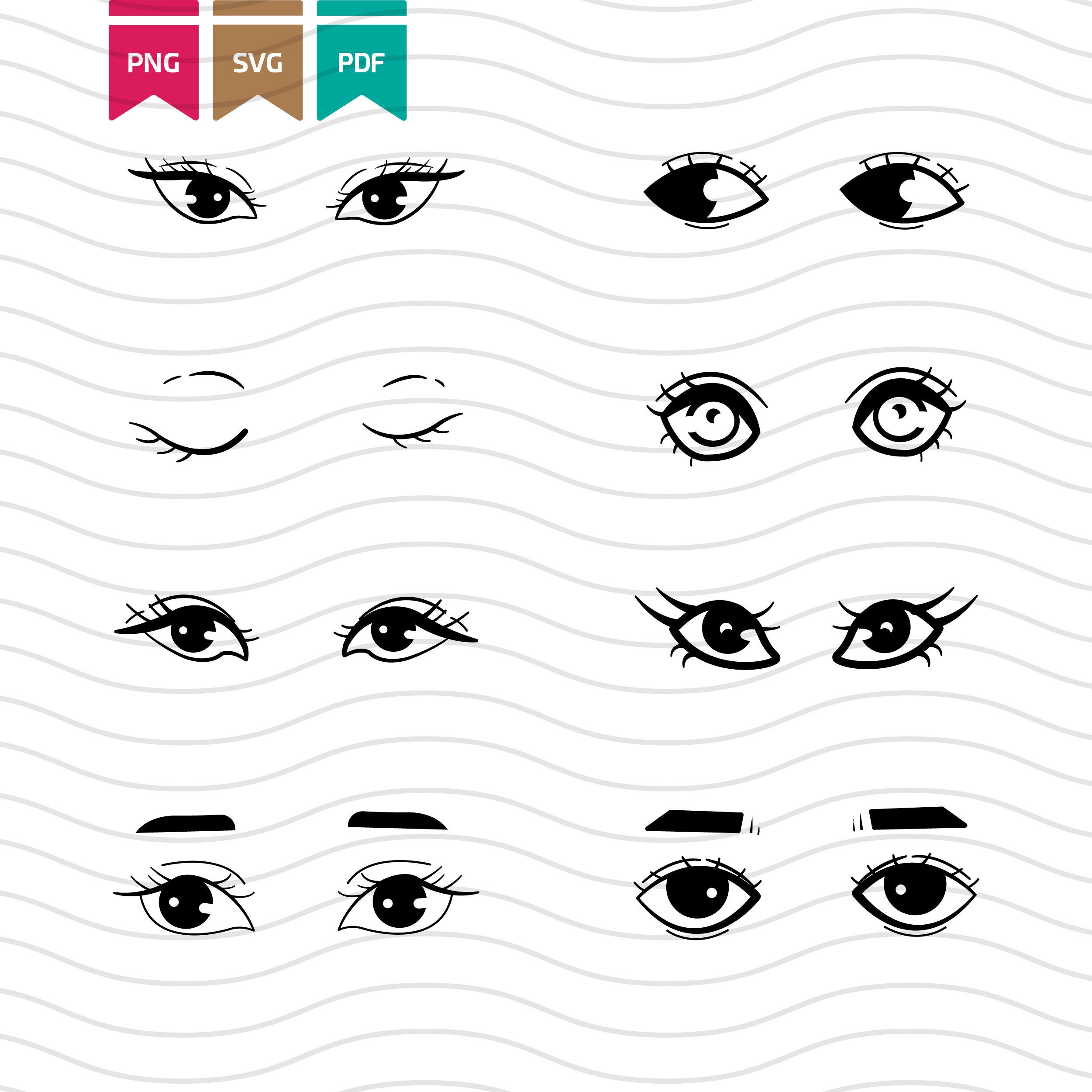 Anime Girl Eyes SVG Bundle, Anime Eyes Svg, Eyes Svg File, Eyelashes svg,  Manga eye Svg, Cartoon eyes svg, Svg cut file, Anime Eyes Cricut.