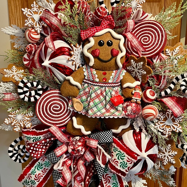 Gingerbread wreath, Christmas wreath, Christmas decor, Candyland Christmas, Winter wreath