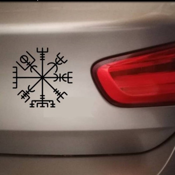 Vegvisir Helm of awe Wikinger Odin Thor Asgard Viking Mythologie Oegishjalmr Wikinger Kompass Aufkleber Valknut Holzgravur Runen Yggdrasil