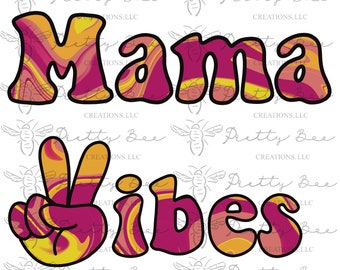 Mama Vibes, Groovy, Retro, DIGITAL DESIGN, PNG