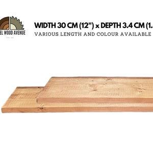 Rustiek diep dik steigerplank voor plank, breedte 30 cm x diepte 3,4 cm, handgemaakt, massief hout, verschillende maten en afwerkingen
