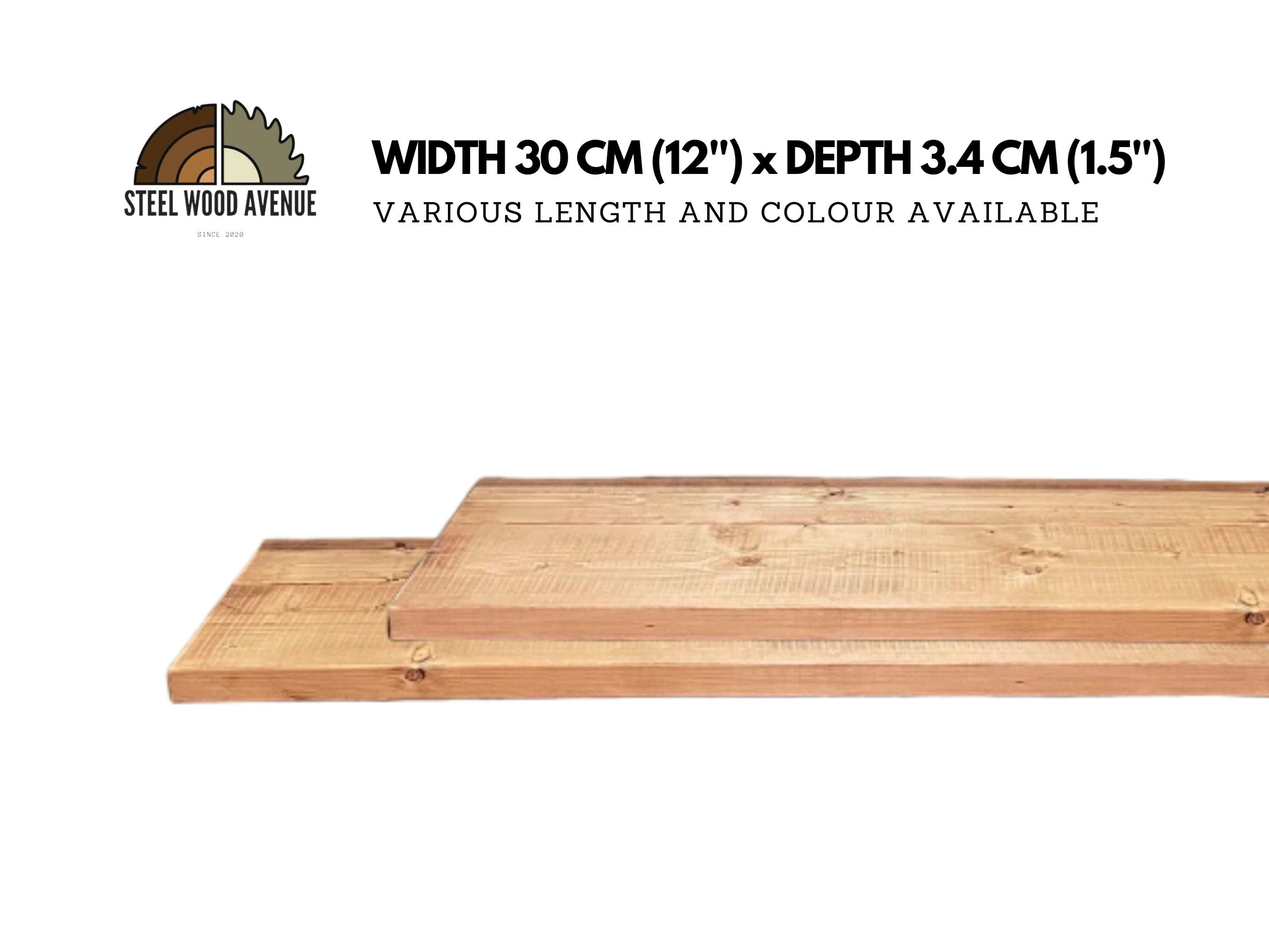 Rustic Deep Thick Scaffold Board for Shelf, Width 30cm x Depth 3.4cm