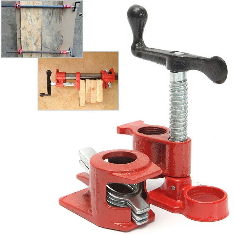 4x Sash Clamps, 3/4 Gluing Pipe Clamp Set, Cast Iron, Keep Wood Stready