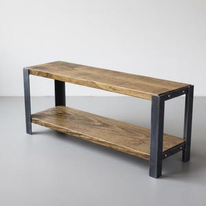 Telaio per scaffalatura industriale bassa: telaio in acciaio angolare con piedini regolabili, tavolo consolle TV, console multimediale, contenitore per dischi in vinile