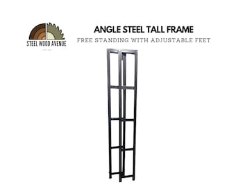 ONLY FRAME - Bookcase, Shelving Unit, Room Divider, Bar, Free Standing, With Adjustable Feet, Made from Angle Steel