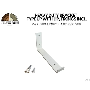 White Metal Shelf Bracket: Heavy Duty Powder Coated Steel Supports for Floating Shelves, Industrial Rustic Metal Hardware