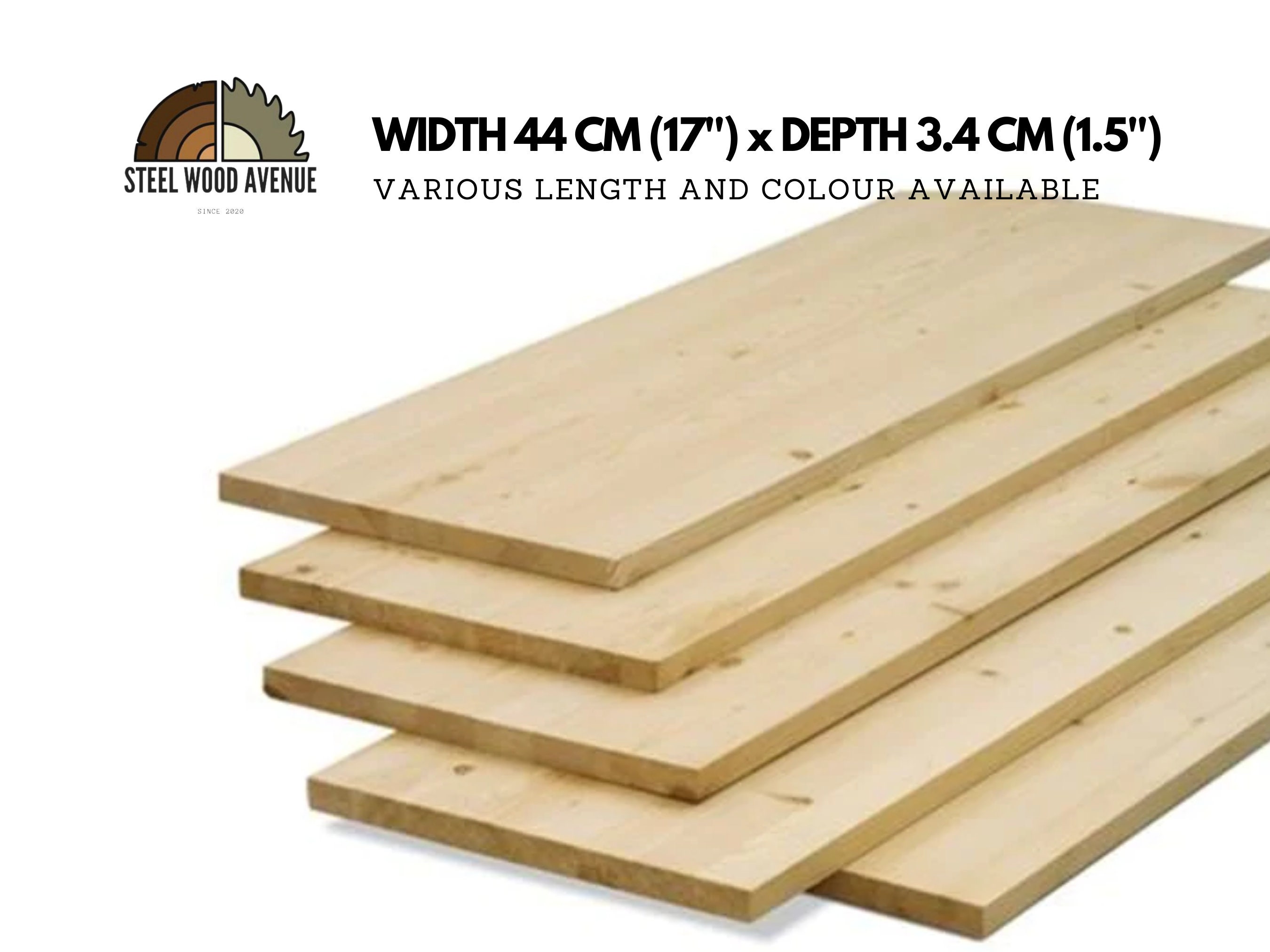 Rustic Extra Deep Thick Scaffold Board Shelf, Width 44cm x Depth 3.4cm