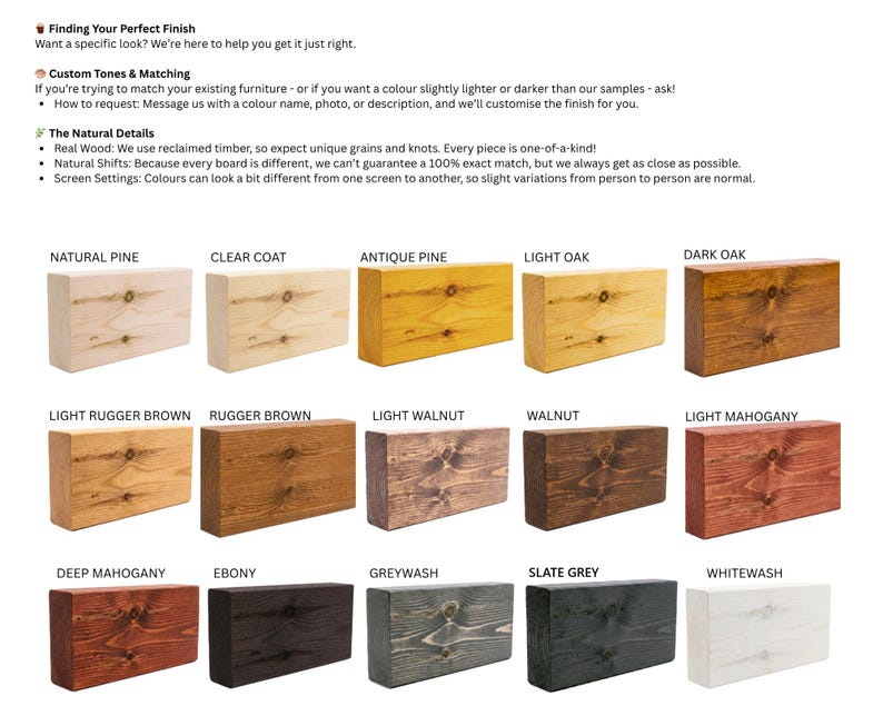 Rustic Timber Finish Swatches, Reclaimed Wood Stain Samples