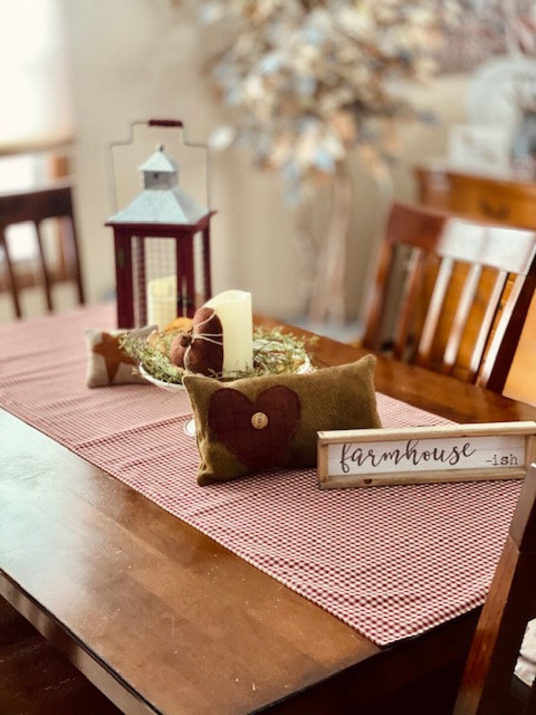 FARMHOUSE TABLE RUNNER Rustic Farmhouse Table Runner Red Etsy
