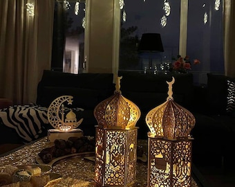 DIY wooden lantern, Ramadan Decorations, Eid Decorations, light up, Children Craft
