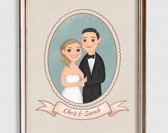 Portrait de couple personnalisé, Dessin de couple anime, Portrait de famille, Cadeau personnalisé, Dessin animé personnalisé, Cadeau pour couple, Cadeau de Saint-Valentin
