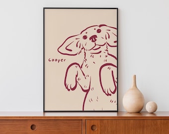 Custom Pet Portrait, Personalized Dog Cat Drawing, Badly Drawn Pet Portrait, Dog Lover Gift, Personalized Dog Print, Custom Line Drawing
