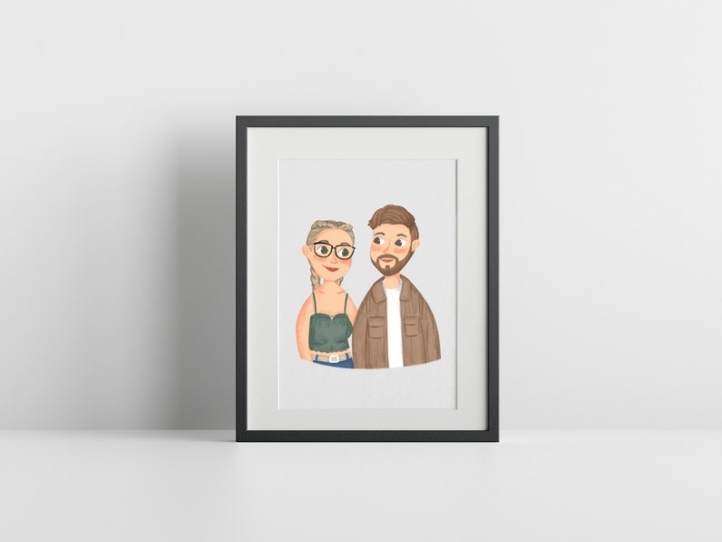 Custom Couple Portrait, Cute Cartoon Illustration, Anime Portrait, Family Portrait, Pet Portrait, Anniversary/Wedding/Personalized Gift image 1