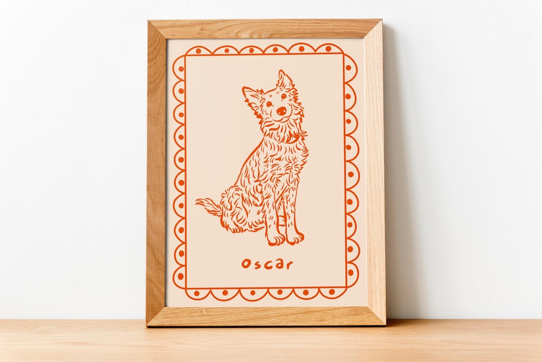 Custom Funky Pet Portrait, Retro Dog Portrait, Cat Portrait, Pet Memorial, Cute Pet Portra