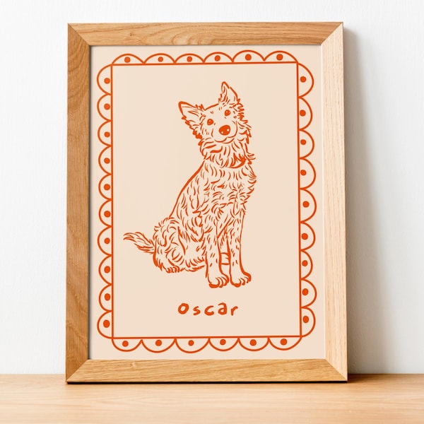 Custom Funky Pet Portrait, Retro Dog Portrait, Cat Portrait, Pet Memorial, Cute Pet Portrait, Custom Line Drawing, Trendy Pet Gift, Wall Art