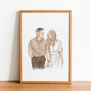 Retrato de pareja, retrato en acuarela, ilustración de dibujo de pareja, retrato familiar, regalo personalizado dibujado a mano, regalo personalizado, regalo de pareja