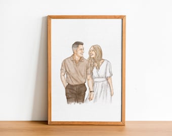 Couple Portrait, Watercolor Portrait, Couple Drawing Illustration, Family Portrait, Custom Hand Drawn Gift, Personalized Gift, Couple Gift